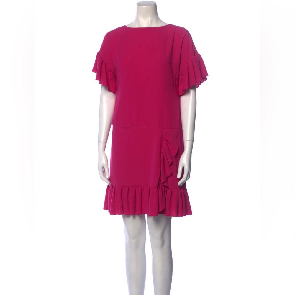 Red Valentino Pink Magenta Dress Ruffled Hem Bateau Neckline Shift‎ Dress XS/S